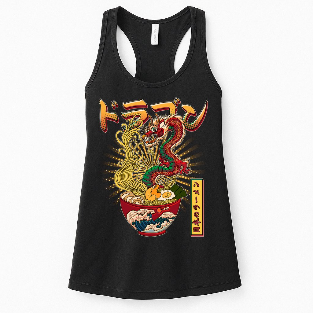 Vintage Japanese Ramen Noodles Dragon Womens Tank Top