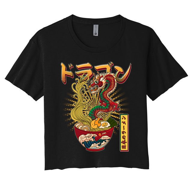 Vintage Japanese Ramen Noodles Dragon Crop Top