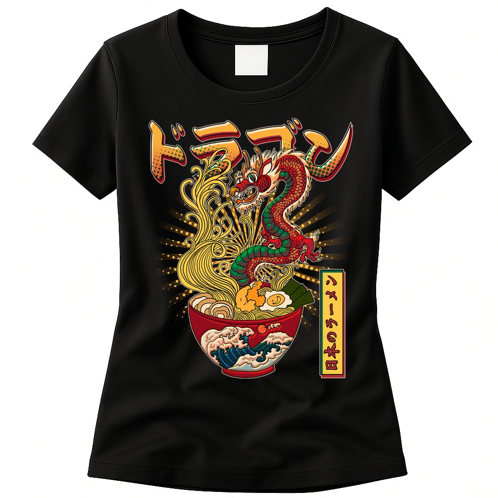 Vintage Japanese Ramen Noodles Dragon Womens T-Shirt
