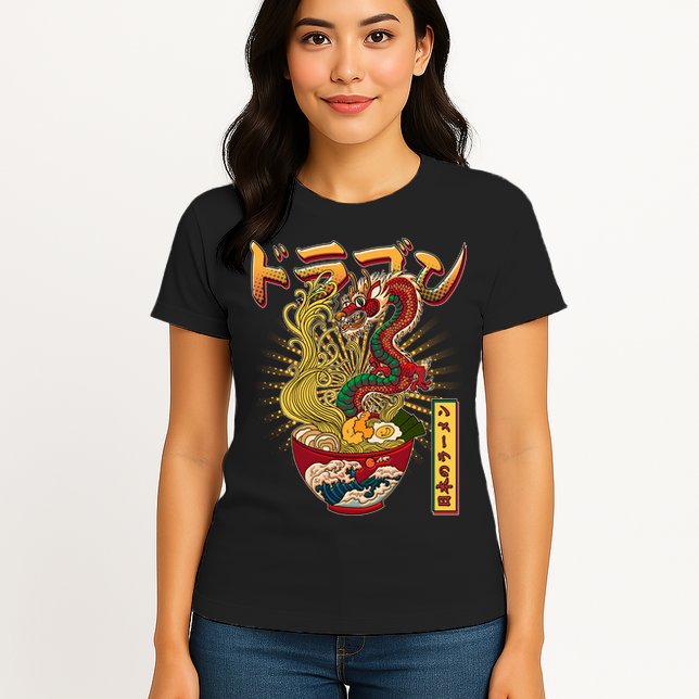 Vintage Japanese Ramen Noodles Dragon Womens T-Shirt