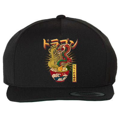 Vintage Japanese Ramen Noodles Dragon Wool Snapback Cap