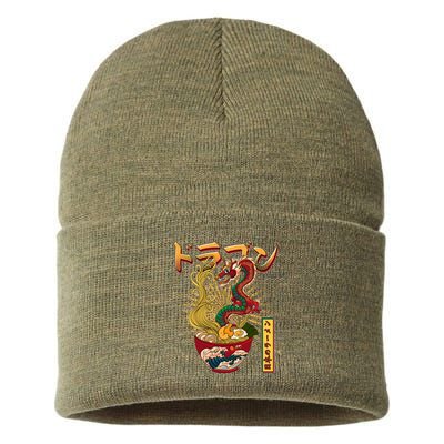 Vintage Japanese Ramen Noodles Dragon Sustainable Knit Beanie