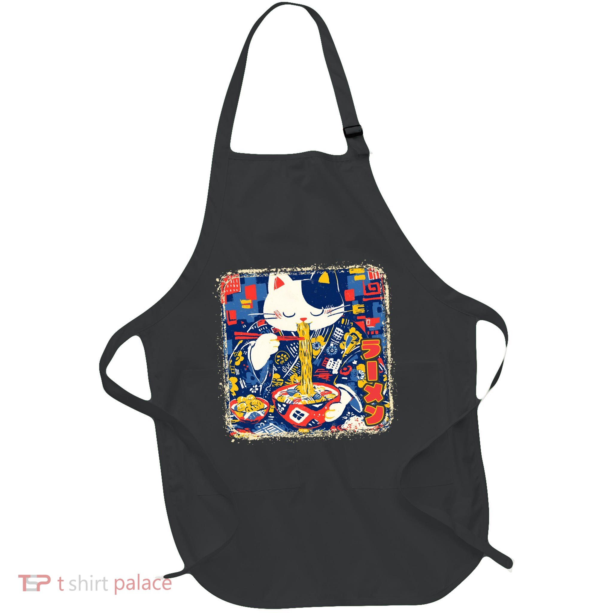 Vintage Japanese Ramen Noodle Neko Cat Apron