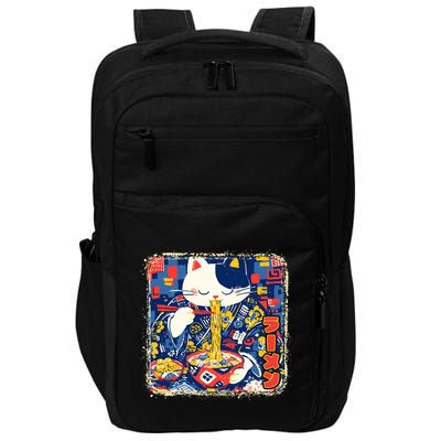 Vintage Japanese Ramen Noodle Neko Cat Impact Tech Backpack