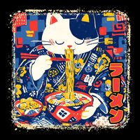 Vintage Japanese Ramen Noodle Neko Cat Bucket Hat