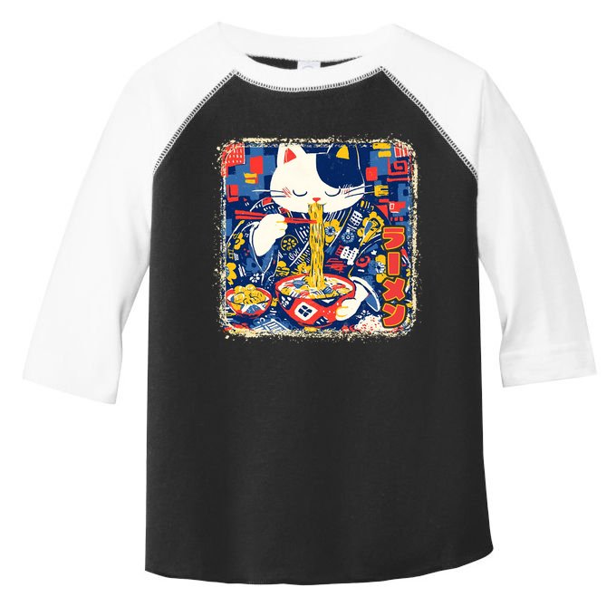 Vintage Japanese Ramen Noodle Neko Cat Toddler Fine Jersey T-Shirt