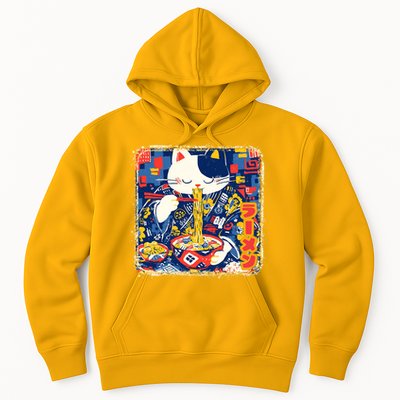 Vintage Japanese Ramen Noodle Neko Cat Hoodie