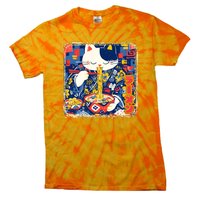 Vintage Japanese Ramen Noodle Neko Cat Tie-Dye T-Shirt