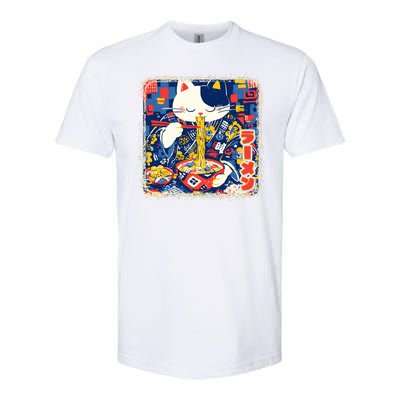 Vintage Japanese Ramen Noodle Neko Cat Softstyle® CVC T-Shirt