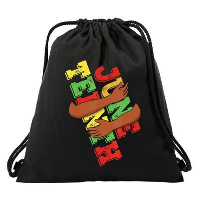 Vintage Juneteenth Raising Fist Retro Black History Month Drawstring Bag