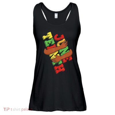 Vintage Juneteenth Raising Fist Retro Black History Month Ladies Essential Flowy Tank