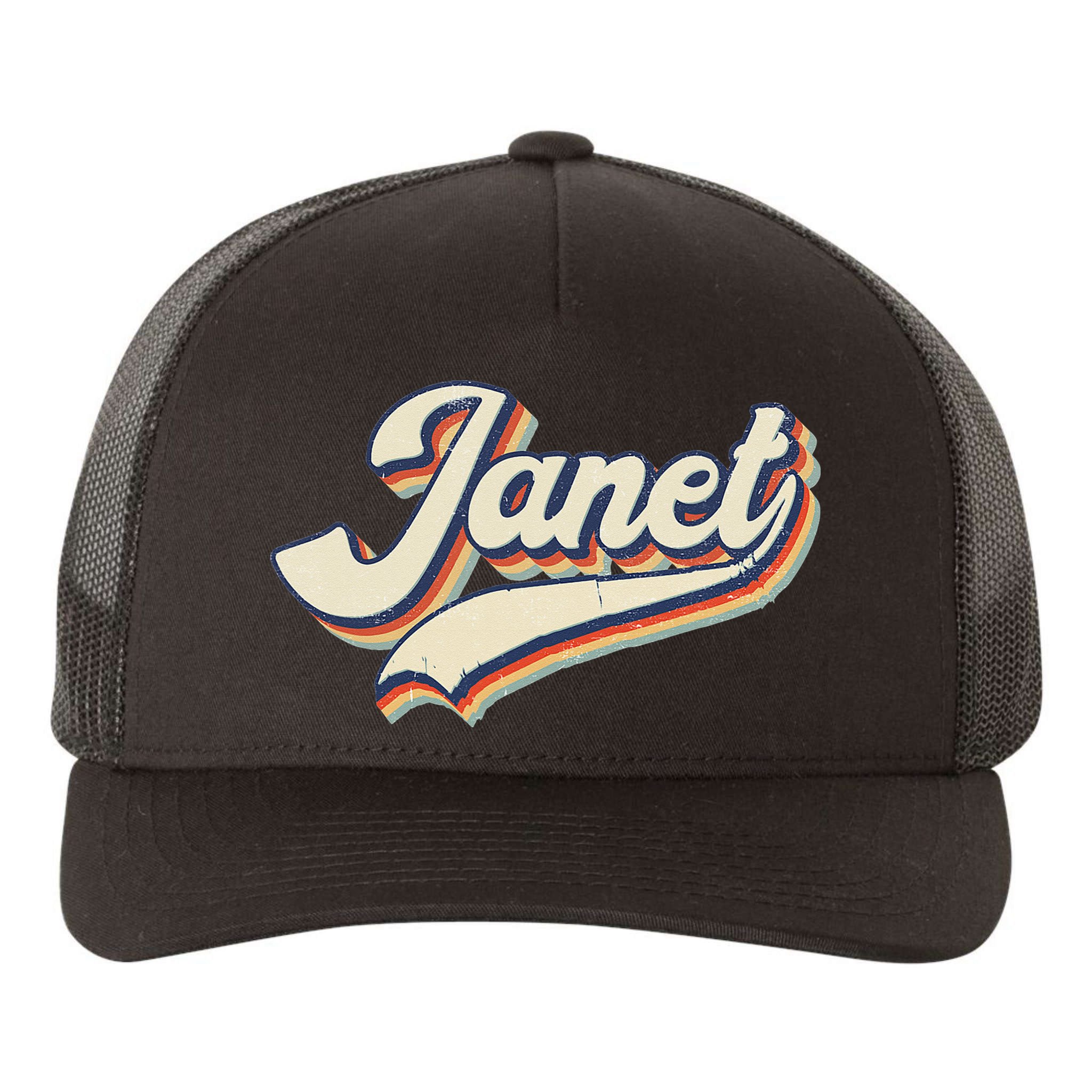 Vintage Janet Retro First Name Personalized 1970s Love Janet Yupoong Adult 5-Panel Trucker Hat