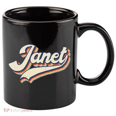 Vintage Janet Retro First Name Personalized 1970s Love Janet 11oz C Handle Ceramic Mug