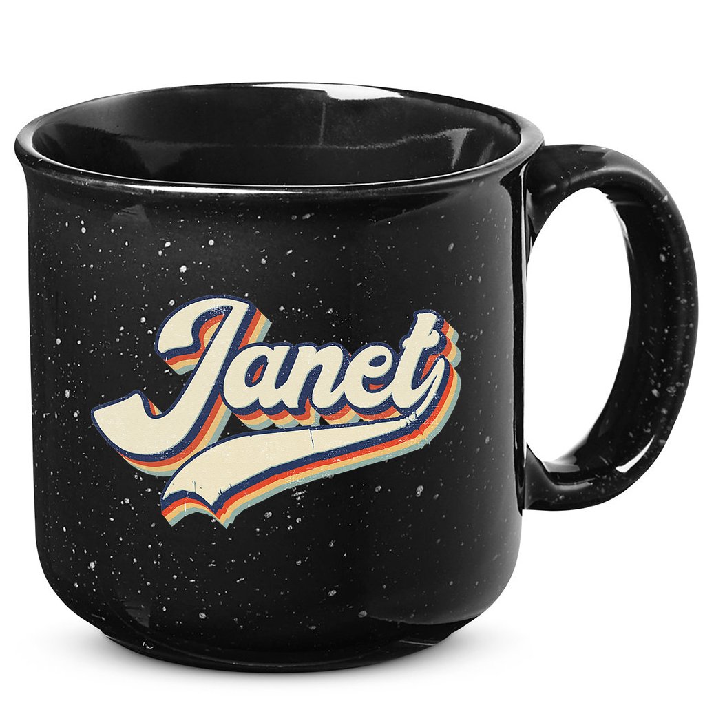 Vintage Janet Retro First Name Personalized 1970s Love Janet 15oz Campfire Ceramic Mug