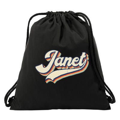 Vintage Janet Retro First Name Personalized 1970s Love Janet Drawstring Bag