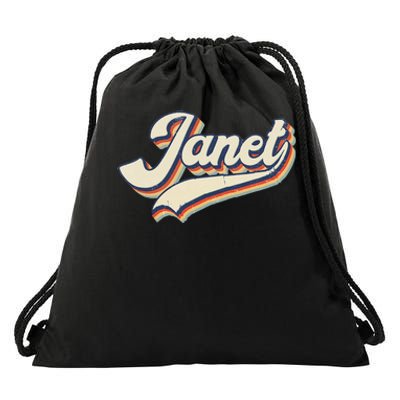 Vintage Janet Retro First Name Personalized 1970s Love Janet Drawstring Bag