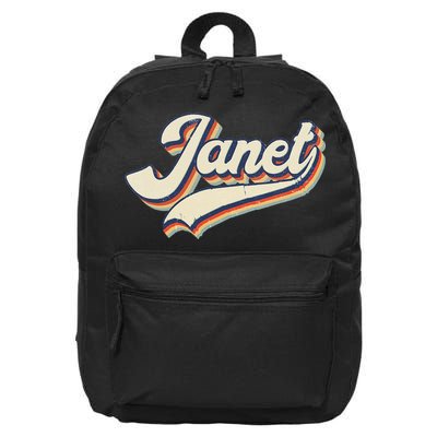 Vintage Janet Retro First Name Personalized 1970s Love Janet 16 in Basic Backpack