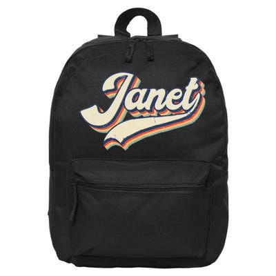 Vintage Janet Retro First Name Personalized 1970s Love Janet 16 in Basic Backpack