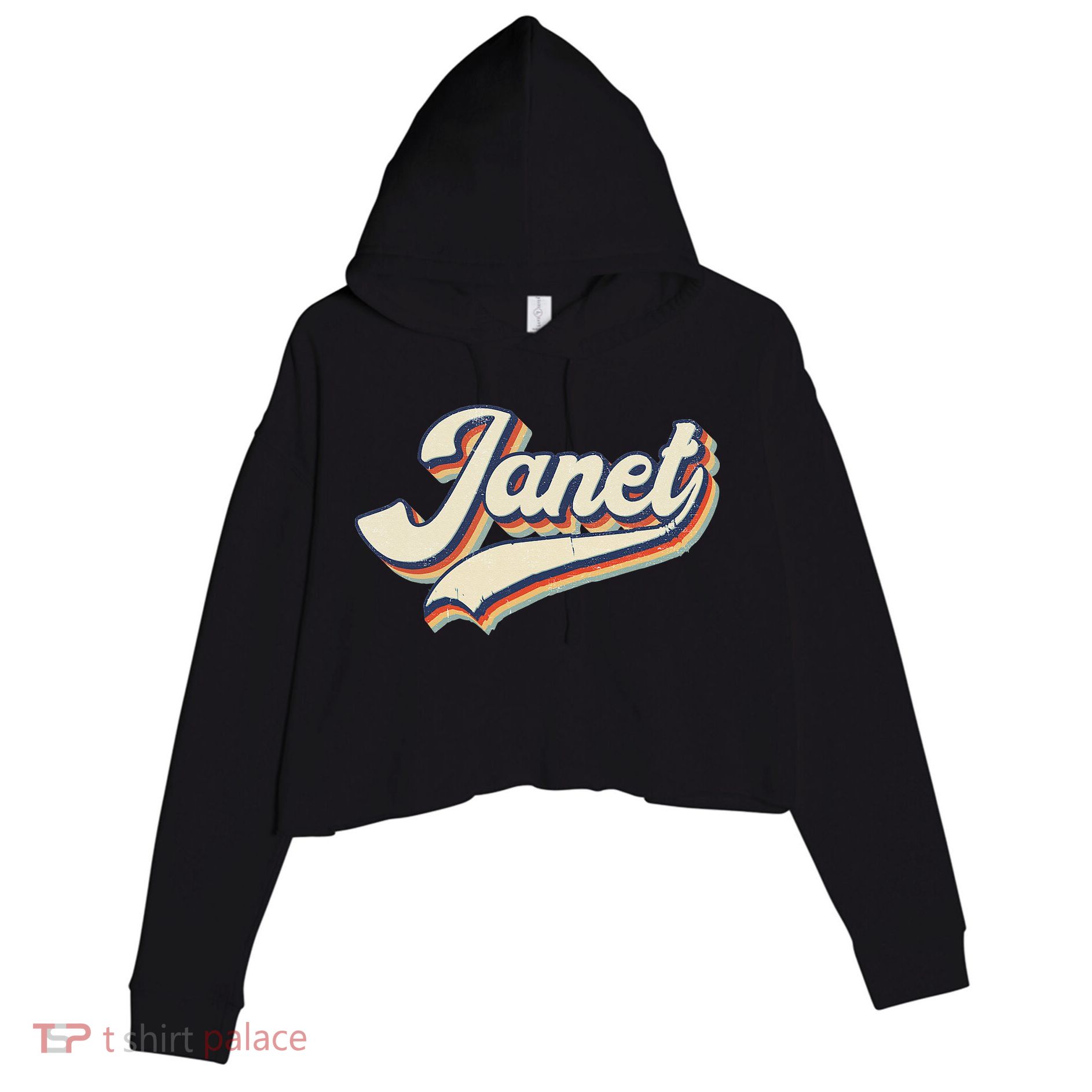 Vintage Janet Retro First Name Personalized 1970s Love Janet Crop Fleece Hoodie