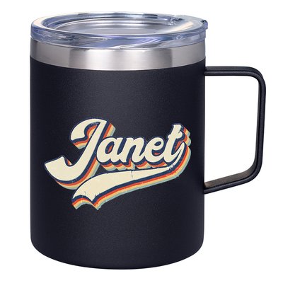 Vintage Janet Retro First Name Personalized 1970s Love Janet 12oz Stainless Steel Coffee Mug