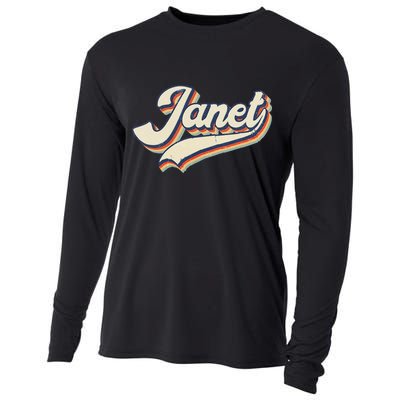 Vintage Janet Retro First Name Personalized 1970s Love Janet Cooling Performance Long Sleeve Crew