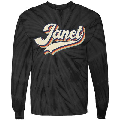 Vintage Janet Retro First Name Personalized 1970s Love Janet Tie-Dye Long Sleeve Shirt
