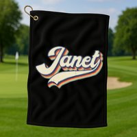 Vintage Janet Retro First Name Personalized 1970s Love Janet Golf Towel
