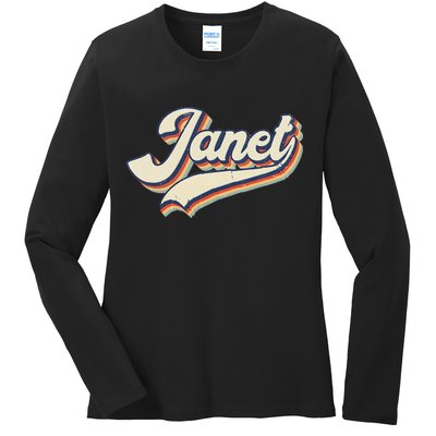 Vintage Janet Retro First Name Personalized 1970s Love Janet Ladies Long Sleeve Shirt