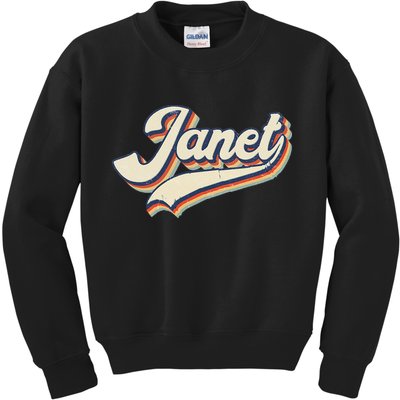 Vintage Janet Retro First Name Personalized 1970s Love Janet Kids Sweatshirt