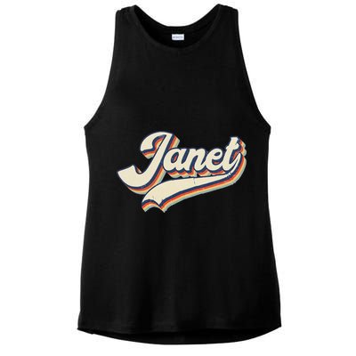 Vintage Janet Retro First Name Personalized 1970s Love Janet Ladies PosiCharge Tri-Blend Wicking Tank