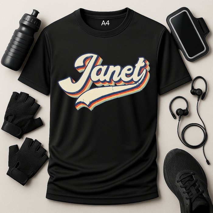 Vintage Janet Retro First Name Personalized 1970s Love Janet Performance Shirt