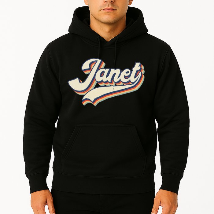 Vintage Janet Retro First Name Personalized 1970s Love Janet Hoodie