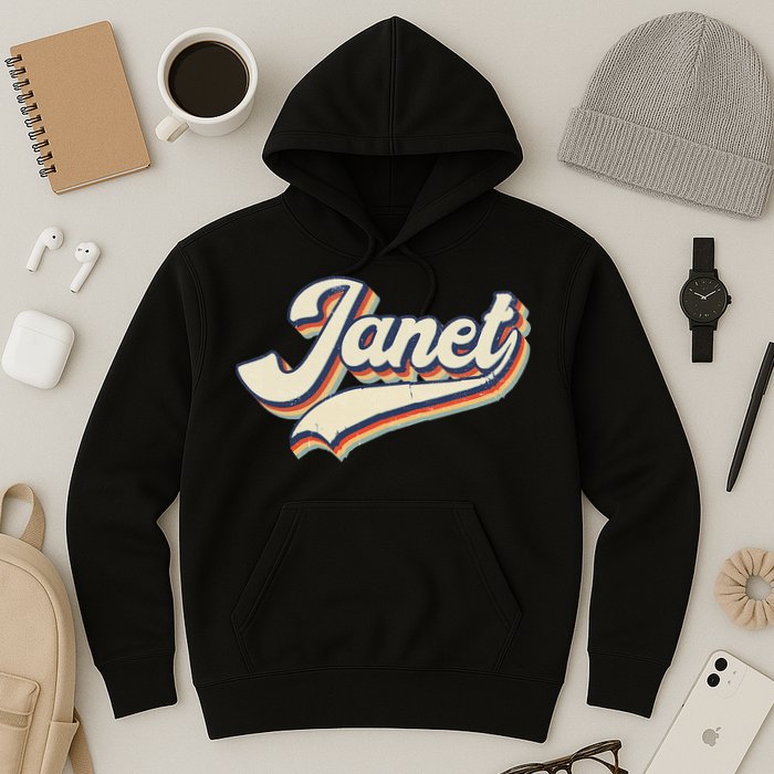 Vintage Janet Retro First Name Personalized 1970s Love Janet Hoodie
