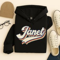 Vintage Janet Retro First Name Personalized 1970s Love Janet Hoodie