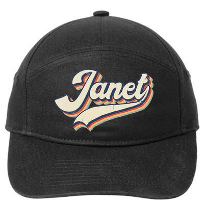 Vintage Janet Retro First Name Personalized 1970s Love Janet 7-Panel Snapback Hat