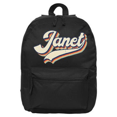 Vintage Janet Retro First Name Personalized 1970s Love Janet 16 in Basic Backpack