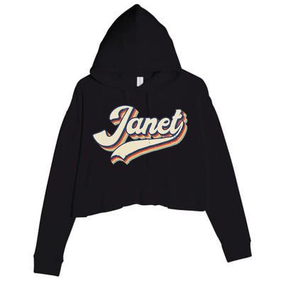 Vintage Janet Retro First Name Personalized 1970s Love Janet Crop Fleece Hoodie