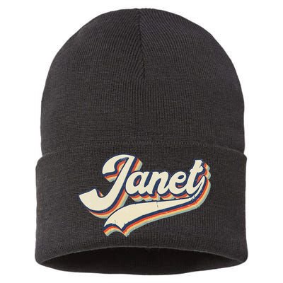 Vintage Janet Retro First Name Personalized 1970s Love Janet Sustainable Knit Beanie