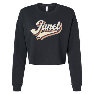 Vintage Janet Retro First Name Personalized 1970s Love Janet Cropped Pullover Crew