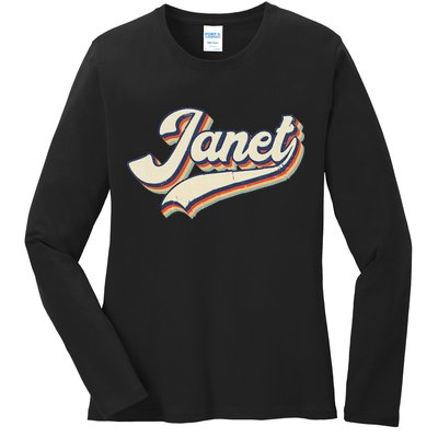 Vintage Janet Retro First Name Personalized 1970s Love Janet Ladies Long Sleeve Shirt