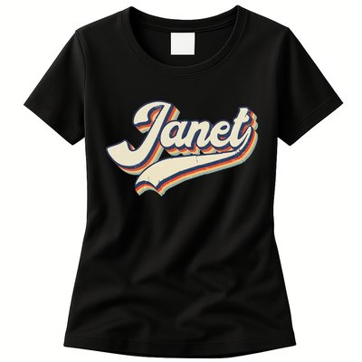 Vintage Janet Retro First Name Personalized 1970s Love Janet Womens T-Shirt