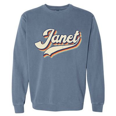 Vintage Janet Retro First Name Personalized 1970s Love Janet Garment-Dyed Sweatshirt