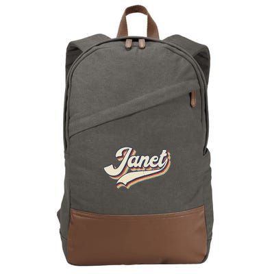 Vintage Janet Retro First Name Personalized 1970s Love Janet Cotton Canvas Backpack
