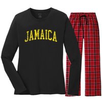 Vintage Jamaica Retro Jamaican Travel Vacation Souvenir Women's Long Sleeve Flannel Pajama Set 