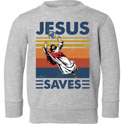 Volleyball Jesus Saves Vintage Volleyball Coach Toddler Sweatshirt