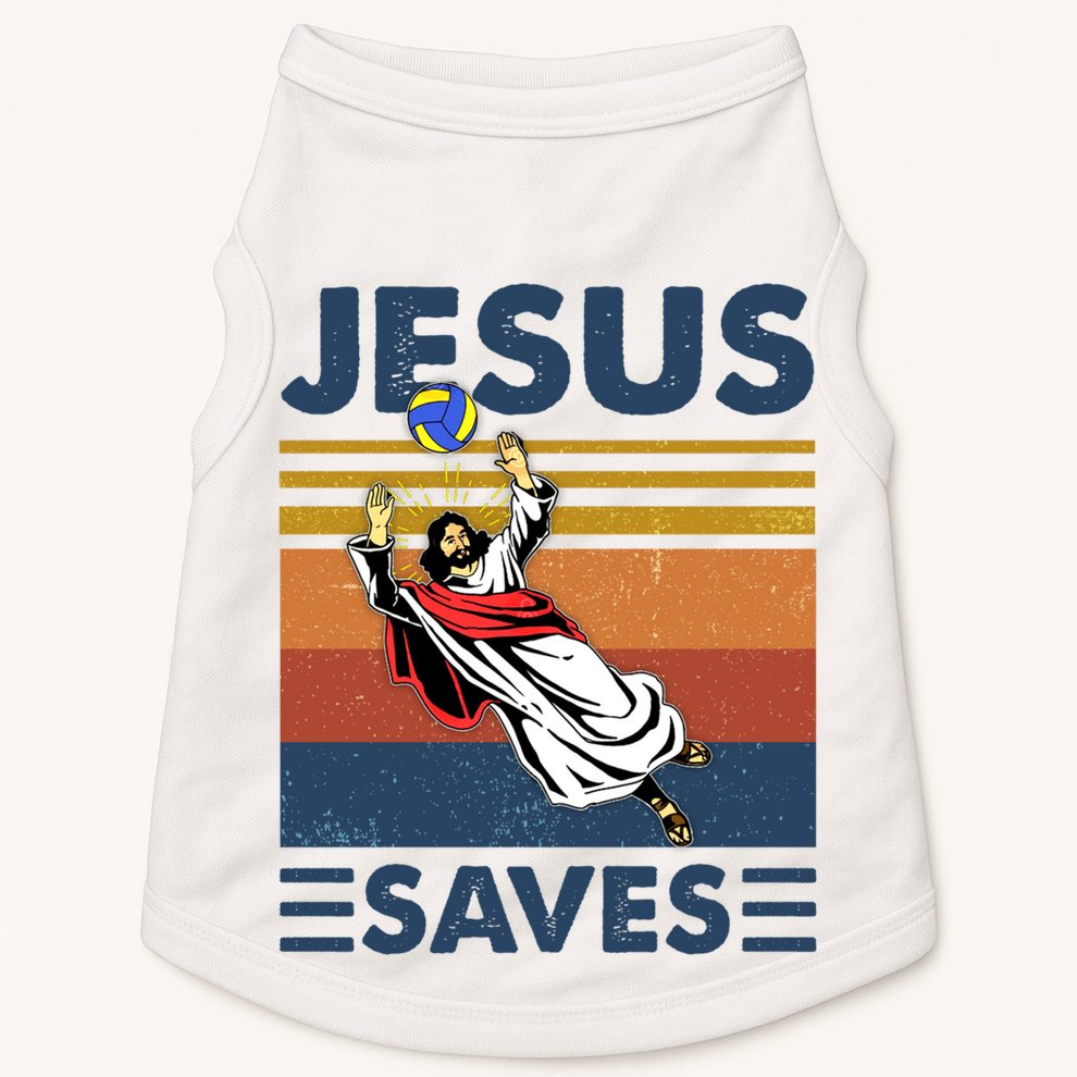 Volleyball Jesus Saves Vintage Volleyball Coach Doggie Tank