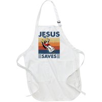 Volleyball Jesus Saves Vintage Volleyball Coach Full-Length Apron With Pockets