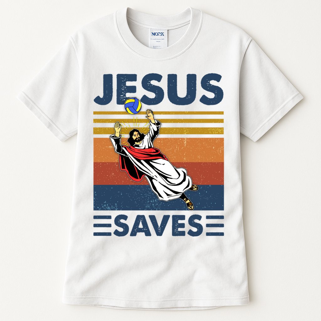 Volleyball Jesus Saves Vintage Volleyball Coach Tall T-Shirt