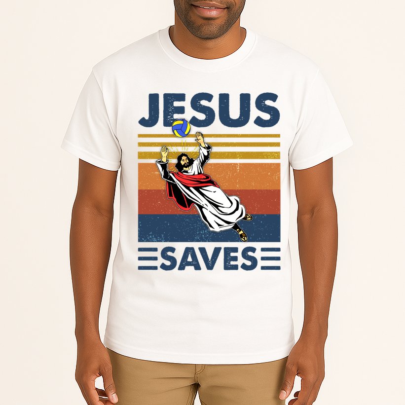 Volleyball Jesus Saves Vintage Volleyball Coach Tall T-Shirt