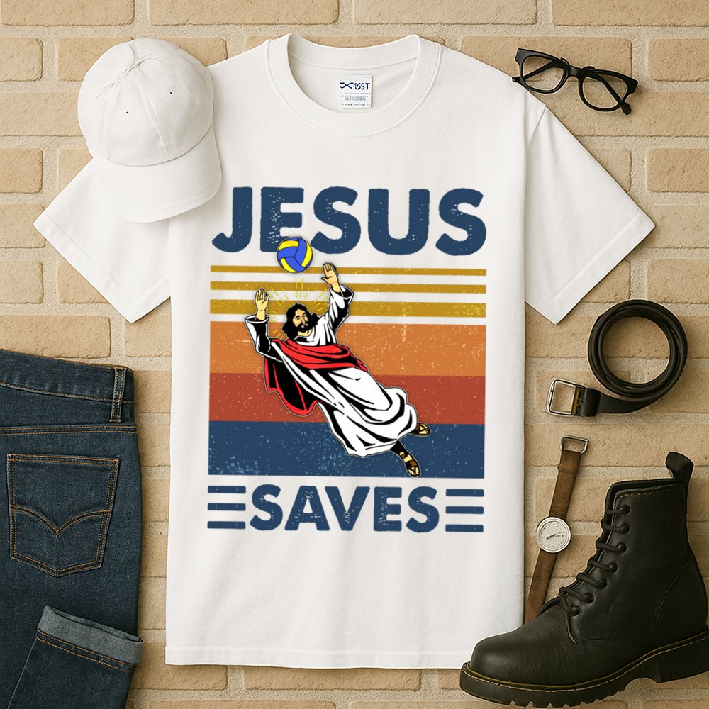 Volleyball Jesus Saves Vintage Volleyball Coach Tall T-Shirt